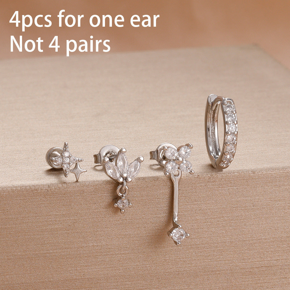 Stainless Steel Simple Star Stud Earrings For Women