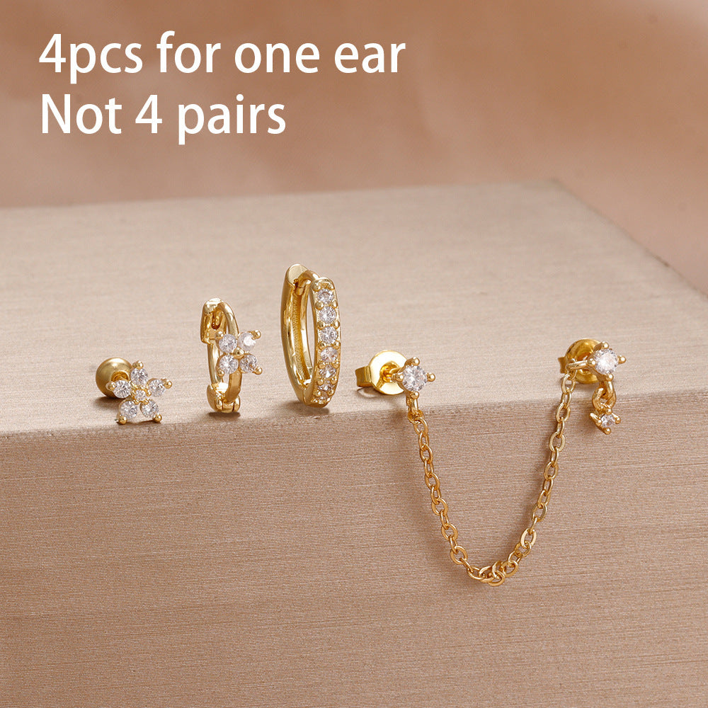 Stainless Steel Simple Star Stud Earrings For Women