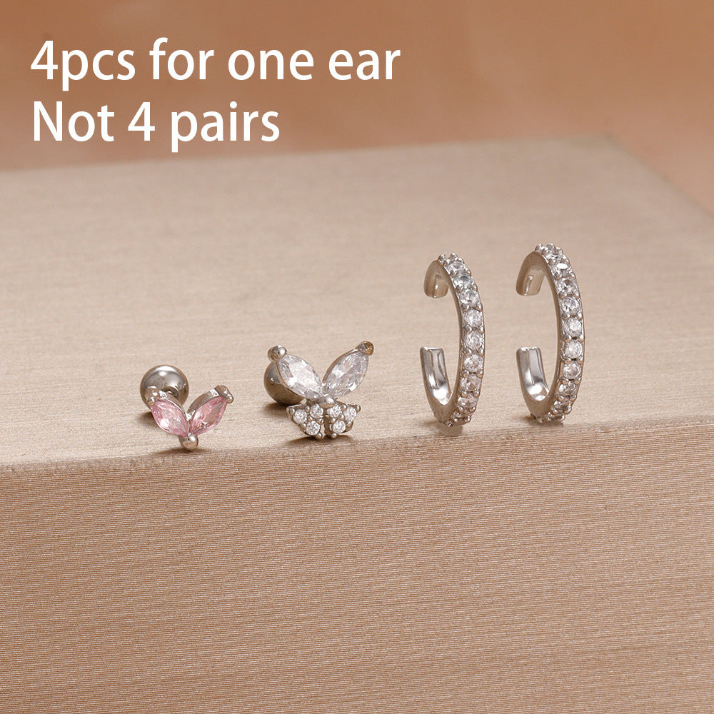 Stainless Steel Simple Star Stud Earrings For Women