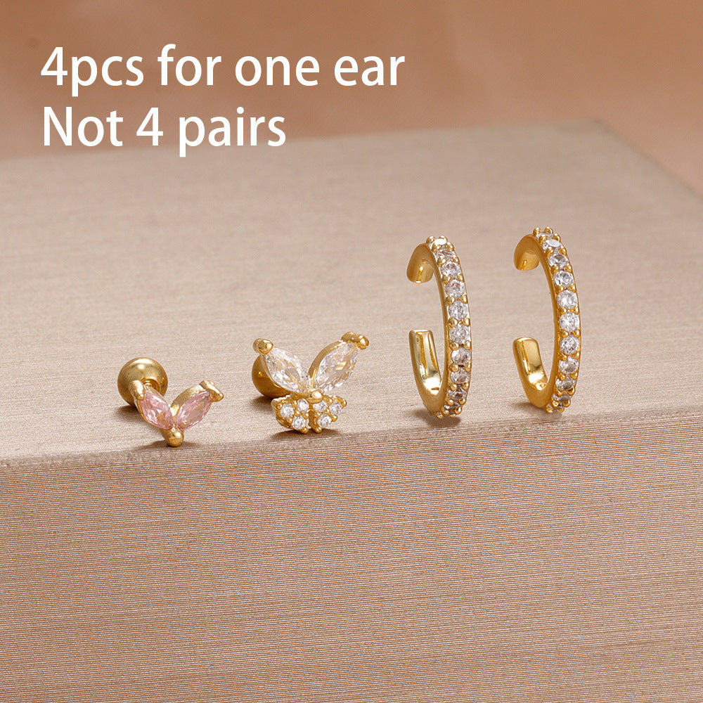 Stainless Steel Simple Star Stud Earrings For Women