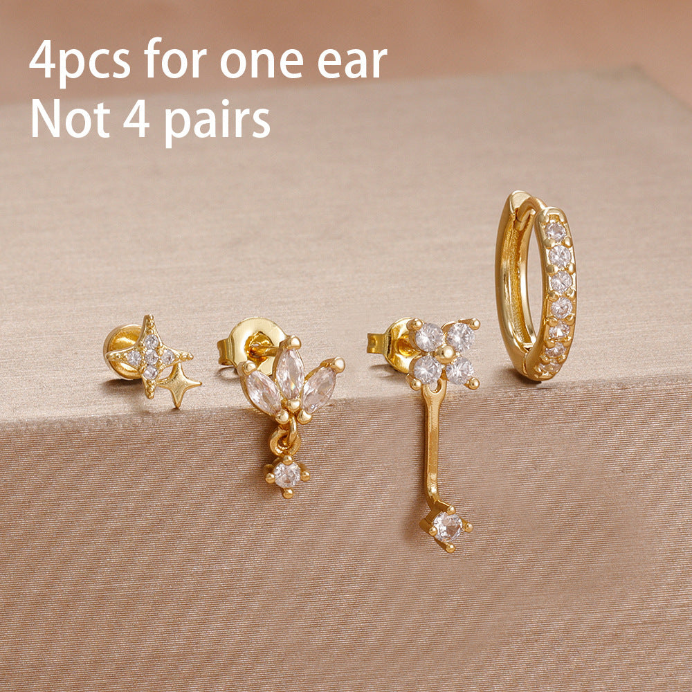 Stainless Steel Simple Star Stud Earrings For Women