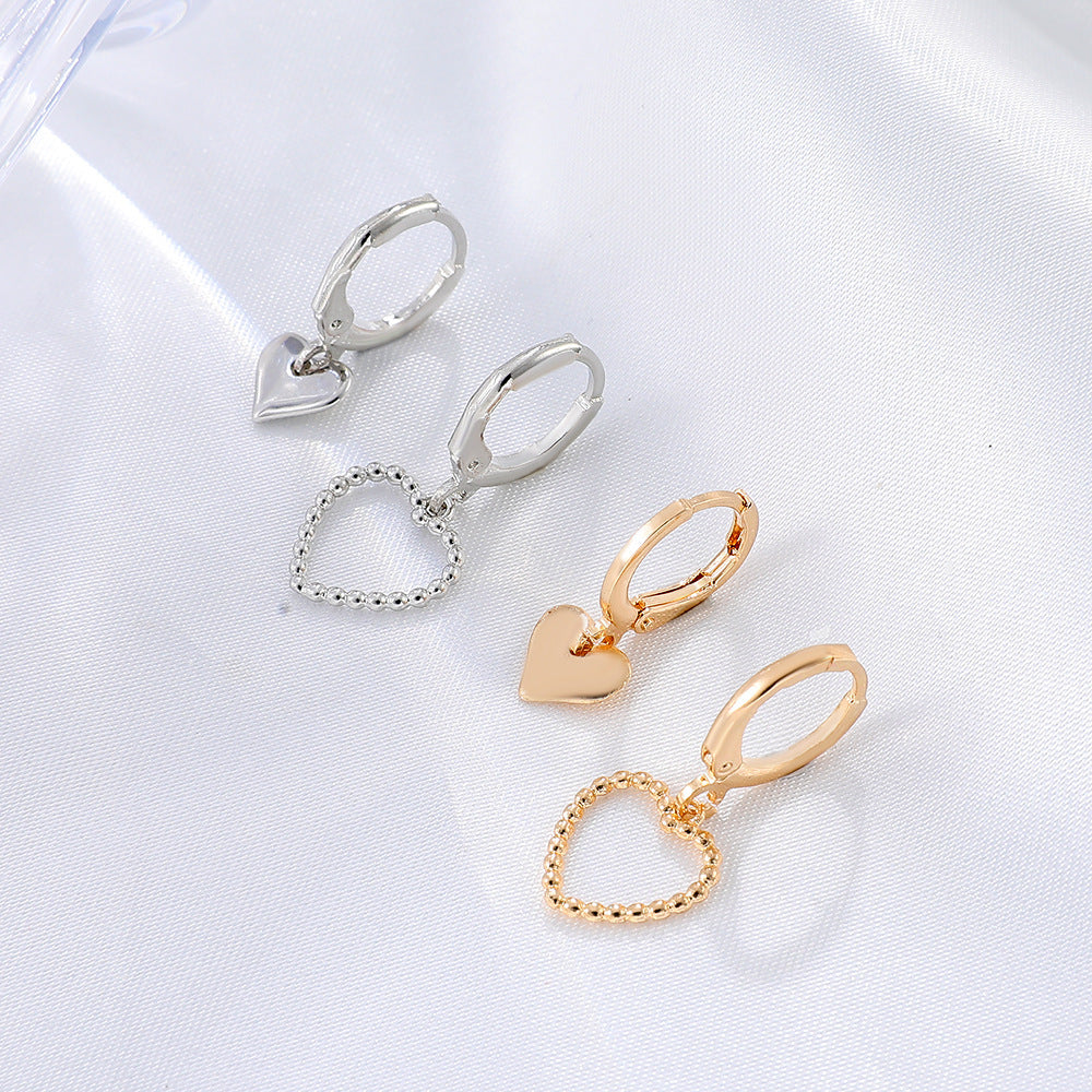 Simple Metal Asymmetric Love Earrings Ins Style Temperament