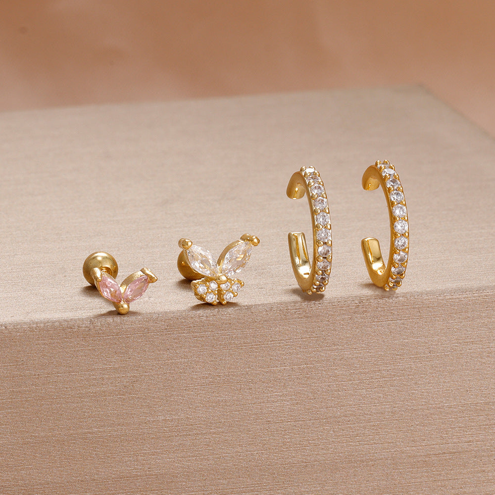 Stainless Steel Simple Star Stud Earrings For Women