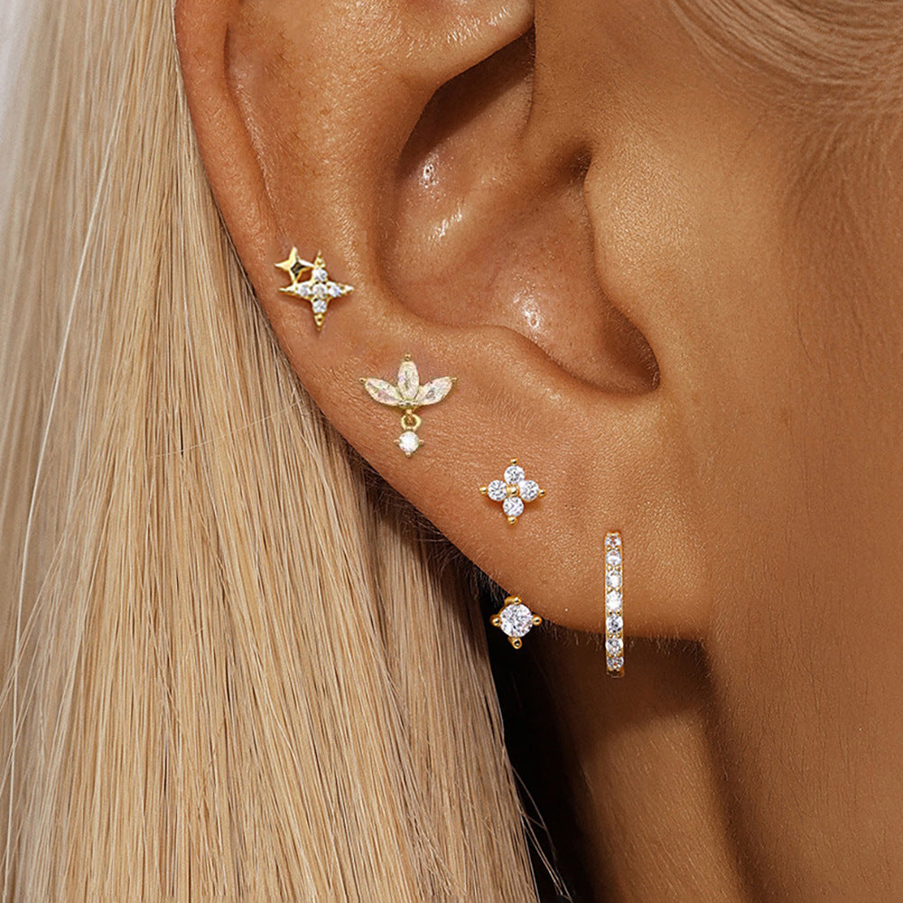 Stainless Steel Simple Star Stud Earrings For Women